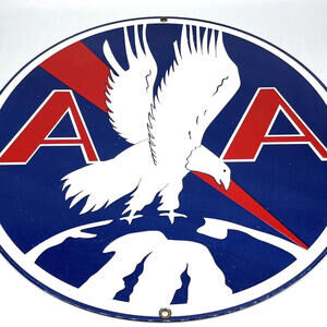 Vintage American Airlines Steel Sign AA Original 1930s Logo‎ Emblem 14”